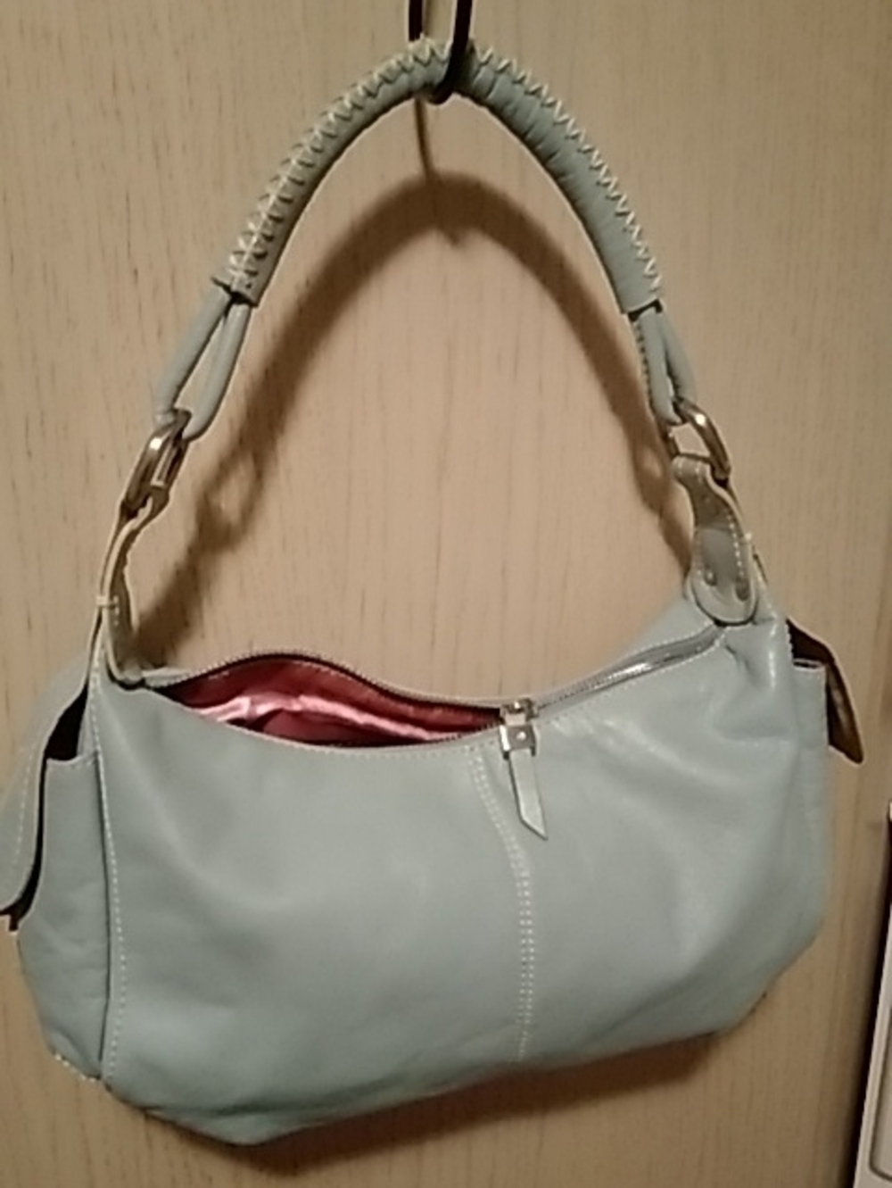 Soft Light Blue Shoulder Bag - Classic Women's Handbag